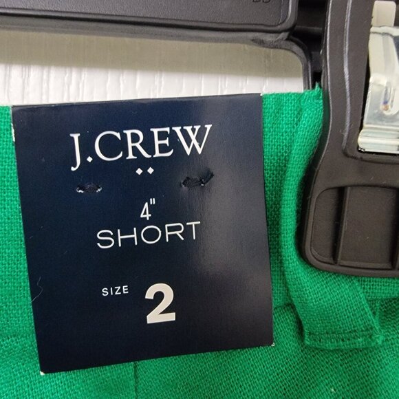 J. Crew Size 2 Shamrock Green Scalloped Trim Linen Blend Shorts, NEW with Tag - Picture 4 of 12